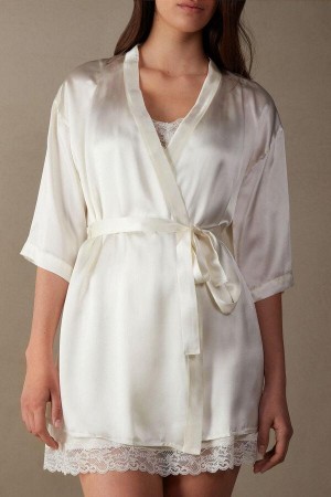 Intimissimi Silk Kimono Women's Pajamas White | USA 2209WYF