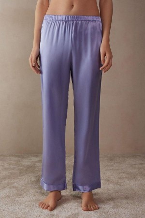 Intimissimi Silk Satin Pants Women's Pajamas Lavender | USA 2032UTL