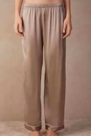 Intimissimi Silk Satin Pants Women's Pajamas Beige | USA 2072XFU