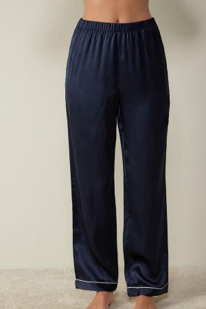 Intimissimi Silk Satin Pants Women's Pajamas Blue | USA 2078QZD