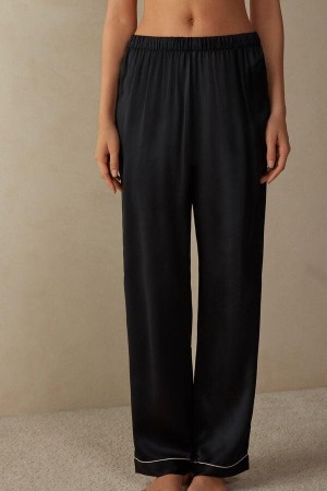 Intimissimi Silk Satin Pants Women's Pajamas Black | USA 2079WYF