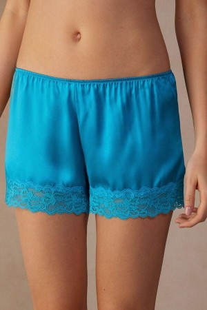 Intimissimi Silk Shorts Women's Pajamas Turquoise | USA 1979YUK