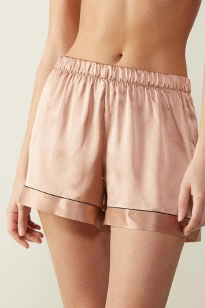 Intimissimi Silk Shorts with Contrast Trim Women's Pajamas Pink | USA 1994XFU