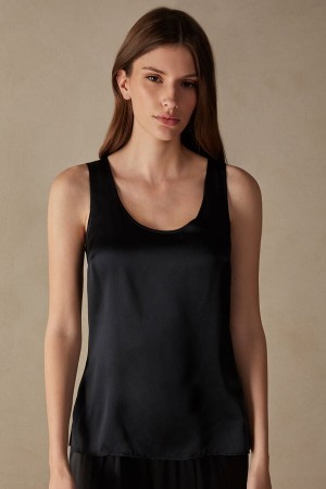 Intimissimi Silk and Modal Women's Tank Top Black | USA 1715WYF