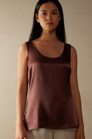 Intimissimi Silk and Modal Women's Tank Top Brown | USA 1726DNN