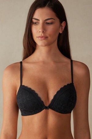 Intimissimi Silvia Push-up in Lace Women's Bras Black | USA 1289KIR