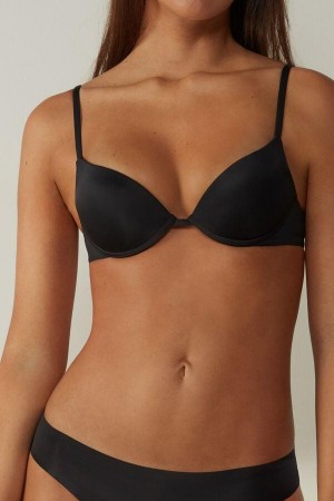 Intimissimi Simona Microfiber Super Push-Up Women's Bras Black | USA 1342LHT