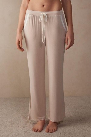 Intimissimi Simple Elegance Full Length Pants in Modal Women's Pajamas Pink / White | USA 2042JJE