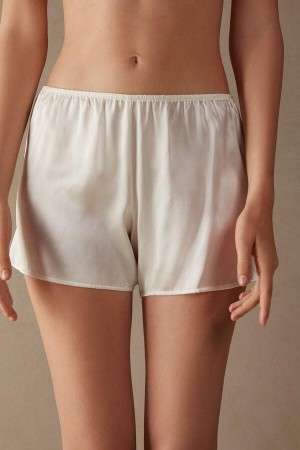 Intimissimi Smooth Silk-Satin Shorts Women's Pajamas White | USA 2000QZD