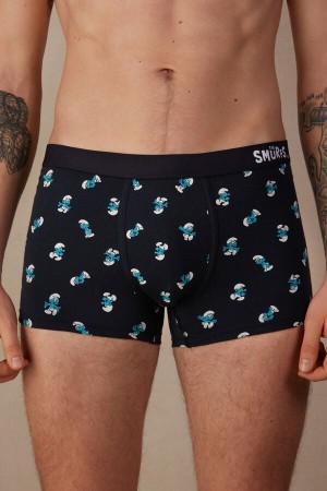 Intimissimi Smurf in Stretch Supima® Cotton Men's Boxer Blue | USA 2647PQP