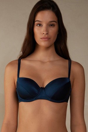 Intimissimi Sofia Balconette in Silk Women's Bras Blue | USA 1041RWH