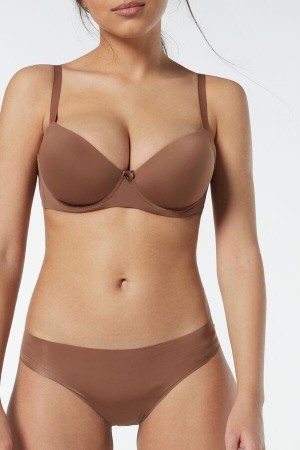 Intimissimi Sofia Microfiber Padded Balconette Women's Bras Dark Beige | USA 1106JJE