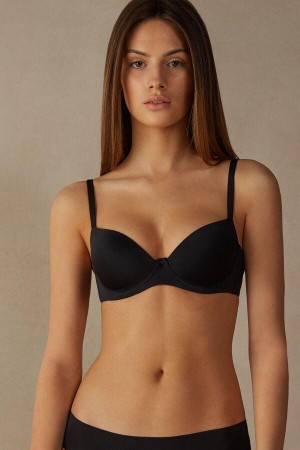 Intimissimi Sofia Microfiber Padded Balconette Women's Bras Black | USA 1122UTL