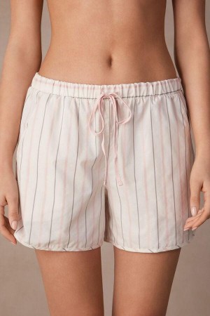 Intimissimi Soft Spring Cotton Cloth Shorts Women's Pajamas Beige / Pink Stripes | USA 1971BCP