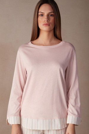 Intimissimi Soft Spring Long Sleeve Cotton Top Women's Pajamas Pink | USA 2133RWH