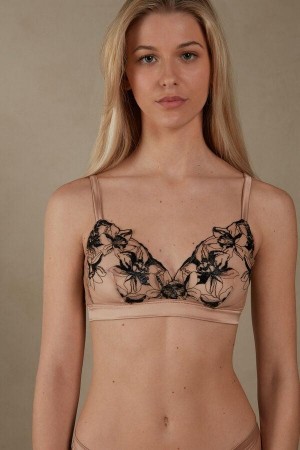 Intimissimi Stir the Senses Emma Triangle Women's Bras Beige / Black | USA 1166NBA