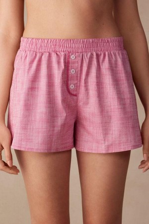 Intimissimi Strawberry Milkshake Shorts in Cotton Cloth Women's Pajamas Pink | USA 1965KIR