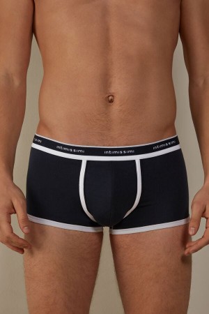 Intimissimi Stretch Supima® Cotton Shorts with Logo Detail Men's Boxer Blue / White | USA 2615VDR