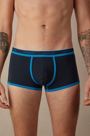 Intimissimi Stretch Supima® Cotton Shorts with Logo Detail Men's Boxer Black / Blue | USA 2642GLT