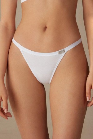 Intimissimi String Thong in Cotton Women's Panties White | USA 2282VDO