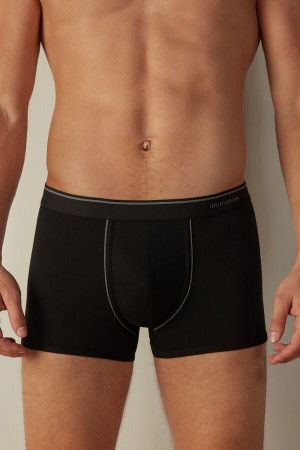 Intimissimi Supima® Cotton Men's Boxer Black / Deep Grey | USA 2596HKA