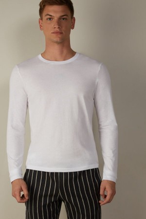 Intimissimi Supima® Cotton Top Men's Long Sleeve White | USA 2926GLE