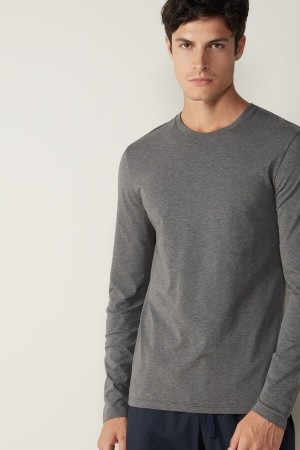 Intimissimi Supima® Cotton Top Men's Long Sleeve Deep Grey | USA 2947ZGB