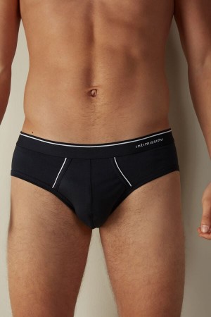 Intimissimi Supima Cotton with Visible Elastic Men's Briefs Blue / White | USA 2679RWH