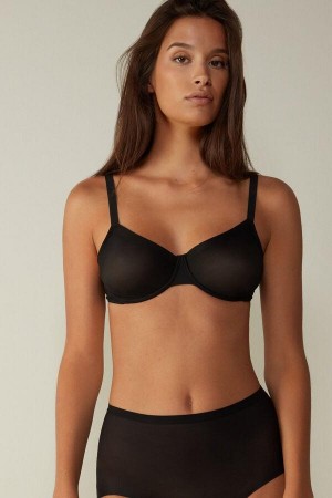 Intimissimi Sveva Invisible Touch Balconette Women's Bras Black | USA 1624GLQ