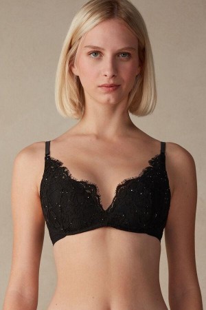 Intimissimi Time to Shine Gioia Super Push-up Women's Bras Black | USA 1292XFU