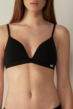 Intimissimi Tiziana Triangle in Cotton Women's Bras Black | USA 1181FMM