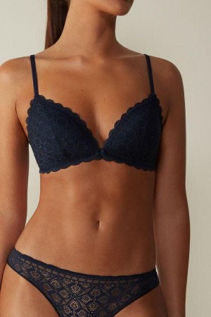 Intimissimi Tiziana Triangle in Lace Women's Bras Blue | USA 1174UTL