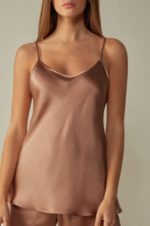 Intimissimi Top in Silk Satin Women's Tank Top Pink | USA 1692TVJ