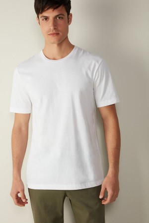 Intimissimi T-shirt in Cotton Jersey Men's Pajamas White | USA 2887ORH