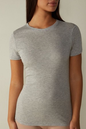 Intimissimi T-shirt in Ultrafresh Supima® Cotton Women's Short Sleeve Light Grey | USA 1842NBA