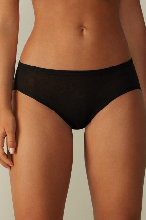 Intimissimi Ultralight Supima® Cotton Briefs Women's Panties Black | USA 2452RWV