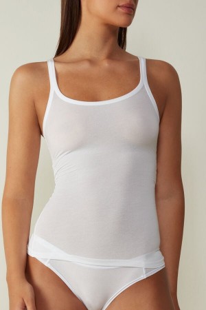 Intimissimi Ultralight Supima® Cotton Women's Tank Top White | USA 1708XFU