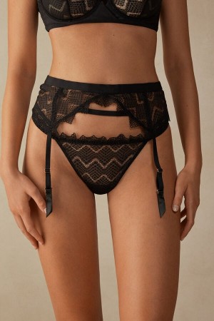 Intimissimi Urban Nomad Garter Belt Women's Lingerie Black | USA 1894NBA