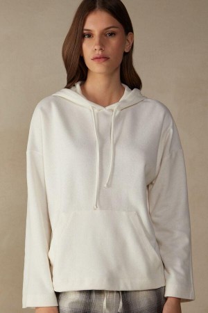 Intimissimi Warm Cuddles Hooded Top Women's Pajamas Cream | USA 2161YUK