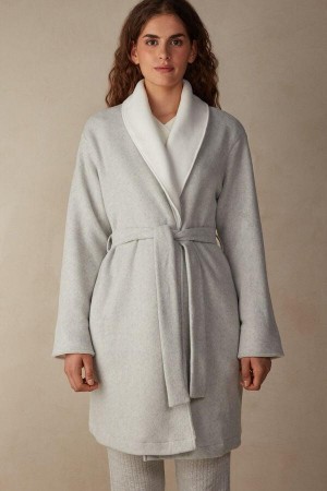 Intimissimi Warm Cuddles Robe Women's Pajamas Grey / White | USA 2199KIR