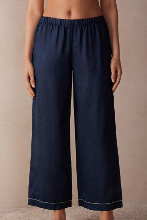 Intimissimi Yacht Night Linen Pants Women's Pajamas Blue | USA 2026QZD