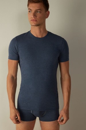 Intimissimi in Stretch Supima® Cotton Men's T Shirts Blue | USA 3007TVY