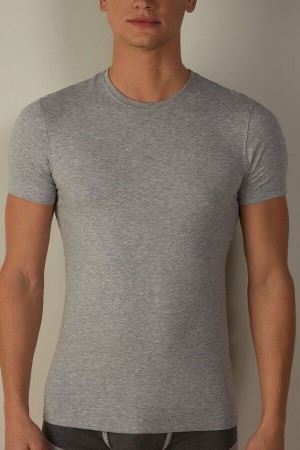 Intimissimi in Stretch Supima® Cotton Men's T Shirts Light Grey | USA 3014BCD