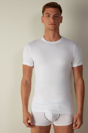 Intimissimi in Stretch Supima® Cotton Men's T Shirts White | USA 3028PQQ