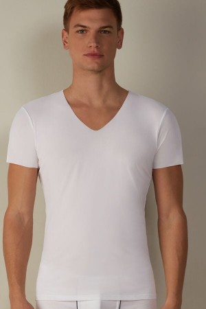 Intimissimi seamless Micromesh Men's T Shirts White | USA 3027APM