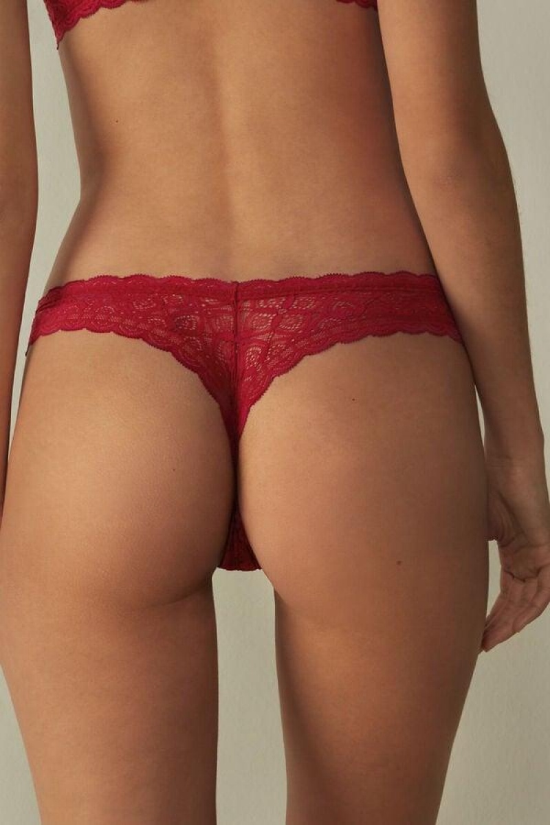 Intimissimi 80s-style Lace Brazilian Women's Panties Red | USA 2512CET