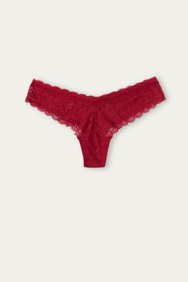 Intimissimi 80s-style Lace Brazilian Women's Panties Red | USA 2512CET