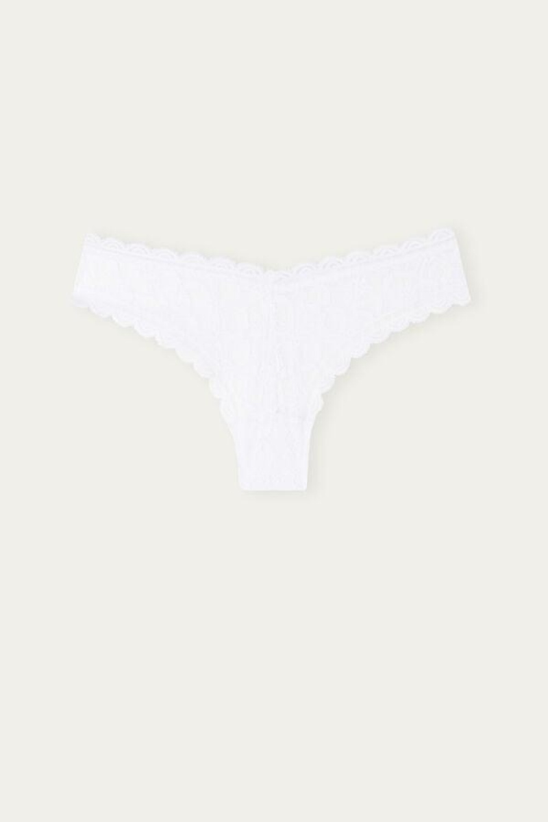 Intimissimi 80s-style Lace Brazilian Women's Panties White | USA 2520FMD