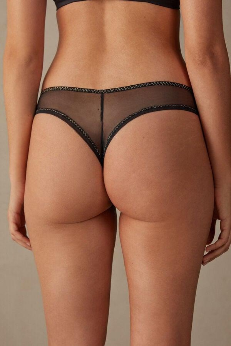 Intimissimi A Touch of Light Brazilian Women's Panties Black | USA 2499ORK