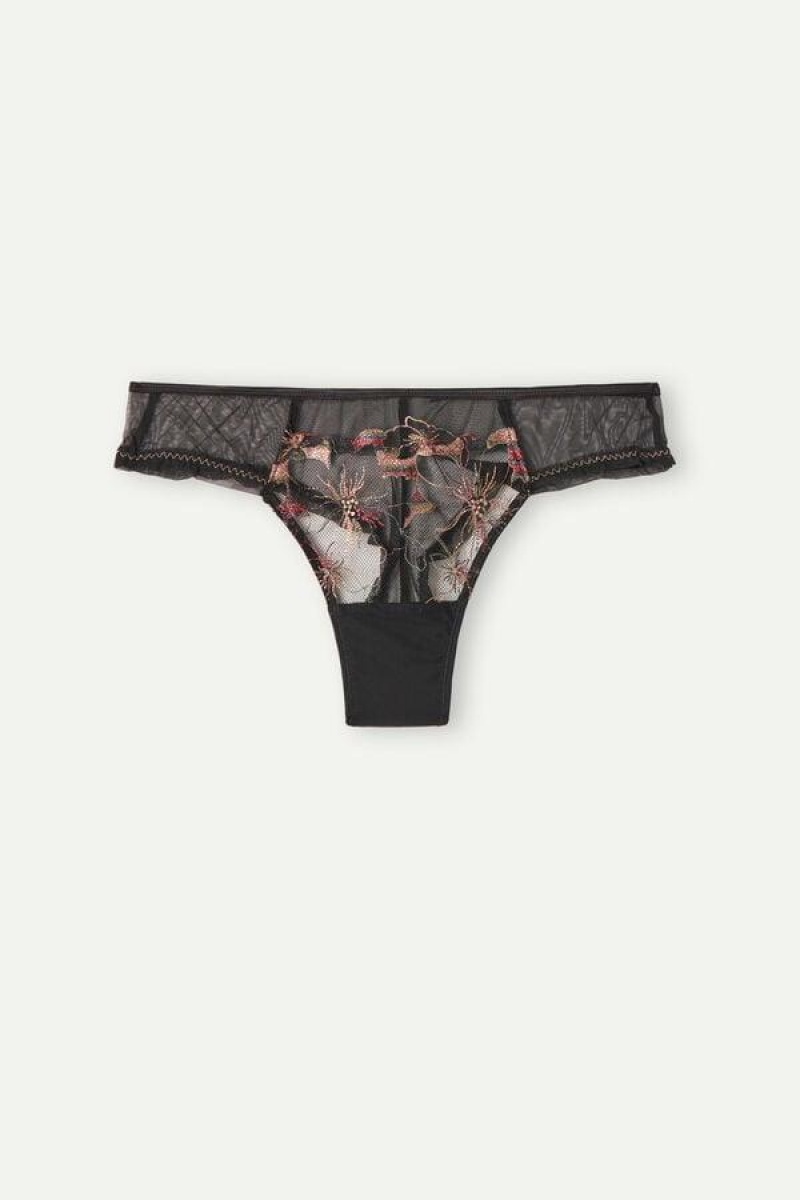 Intimissimi A Touch of Light Brazilian Women's Panties Black | USA 2499ORK